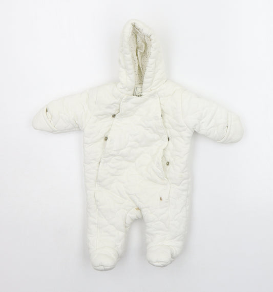 Front view of George Baby White Babygrow One-Piece Size Newborn