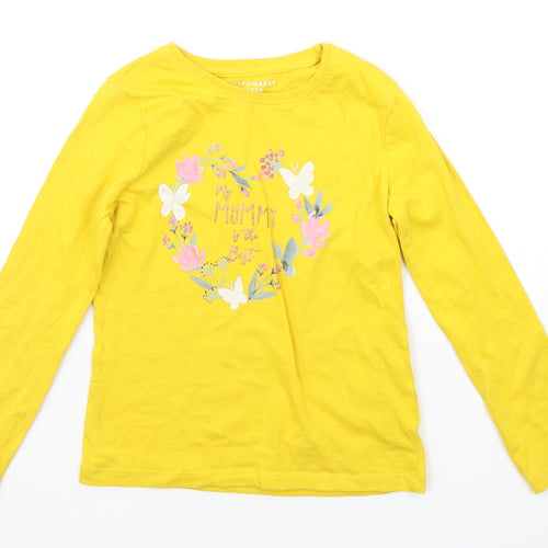Primark Girls Yellow Houndstooth  Basic Polo Size 5-6 Years