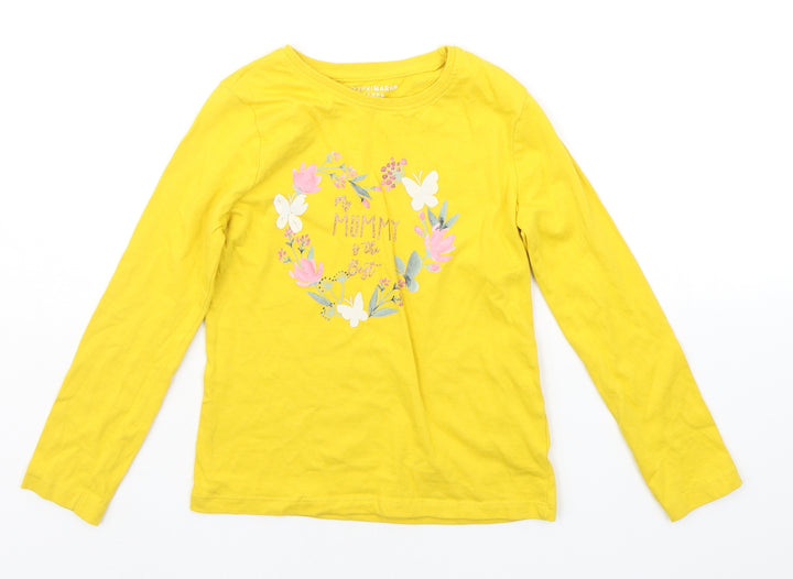 Primark Girls Yellow Houndstooth Basic Polo Size 5-6 Years