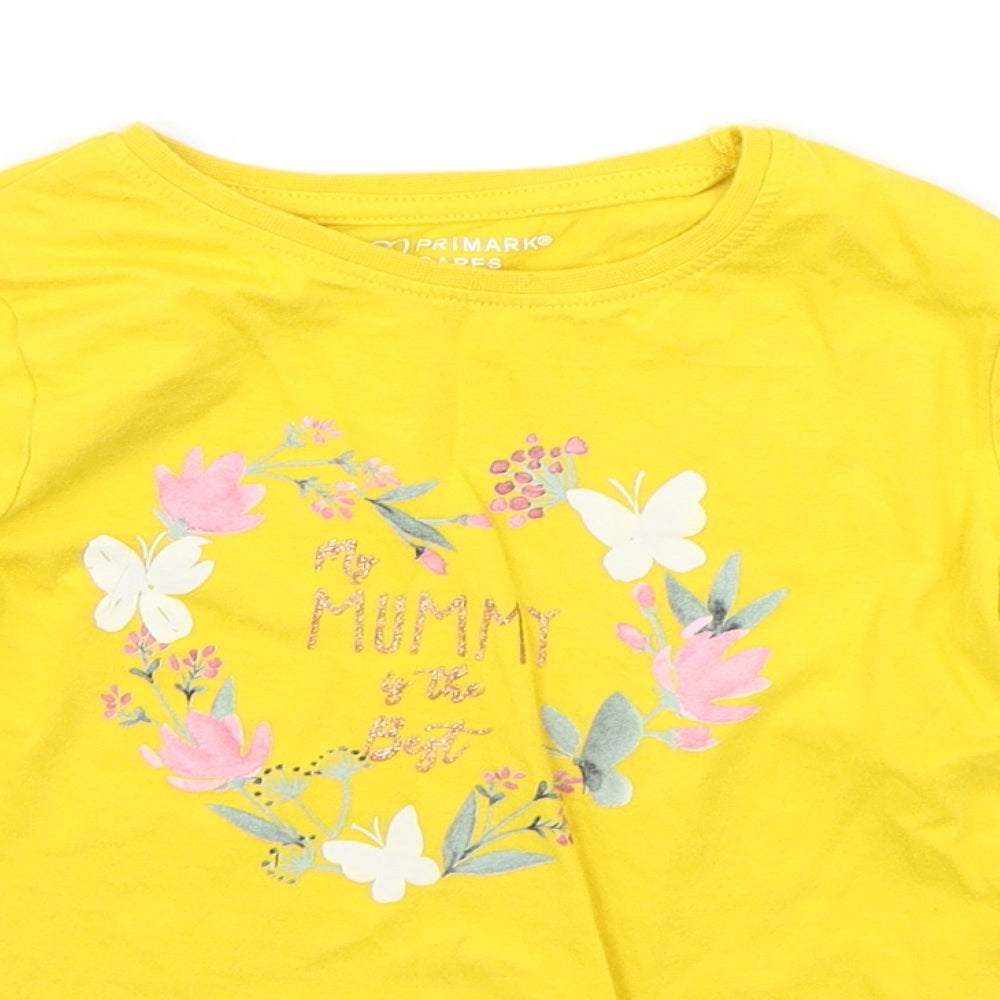 Primark Girls Yellow Houndstooth  Basic Polo Size 5-6 Years