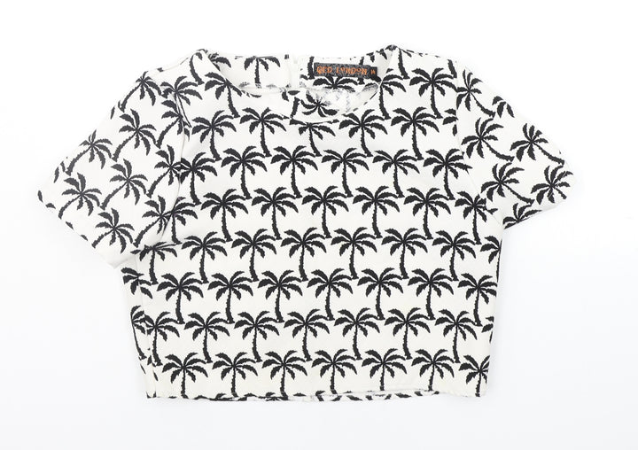 QED London Womens Silver Geometric  Basic Blouse Size M  - tress