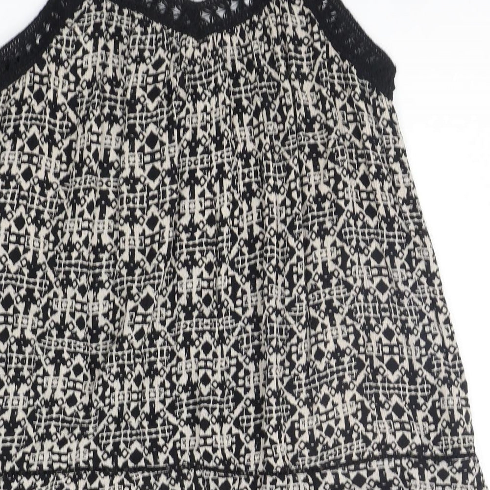 New Look Womens Beige Geometric  Basic Tank Size 8