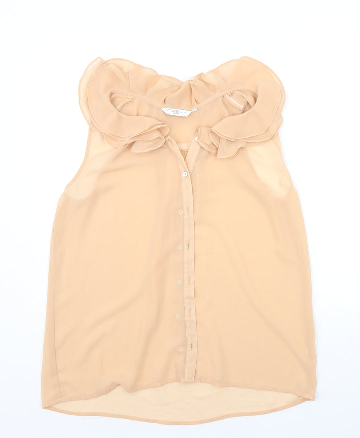 New Look Womens Beige Basic Button-Up Size 12