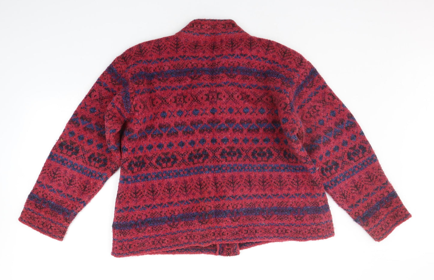 Harley Womens Red Geometric  Cardigan Jumper Size XL