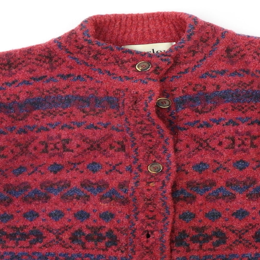 Harley Womens Red Geometric  Cardigan Jumper Size XL