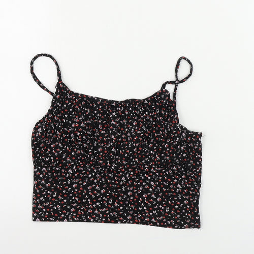 Primark  Womens Black Floral  Basic T-Shirt Size S