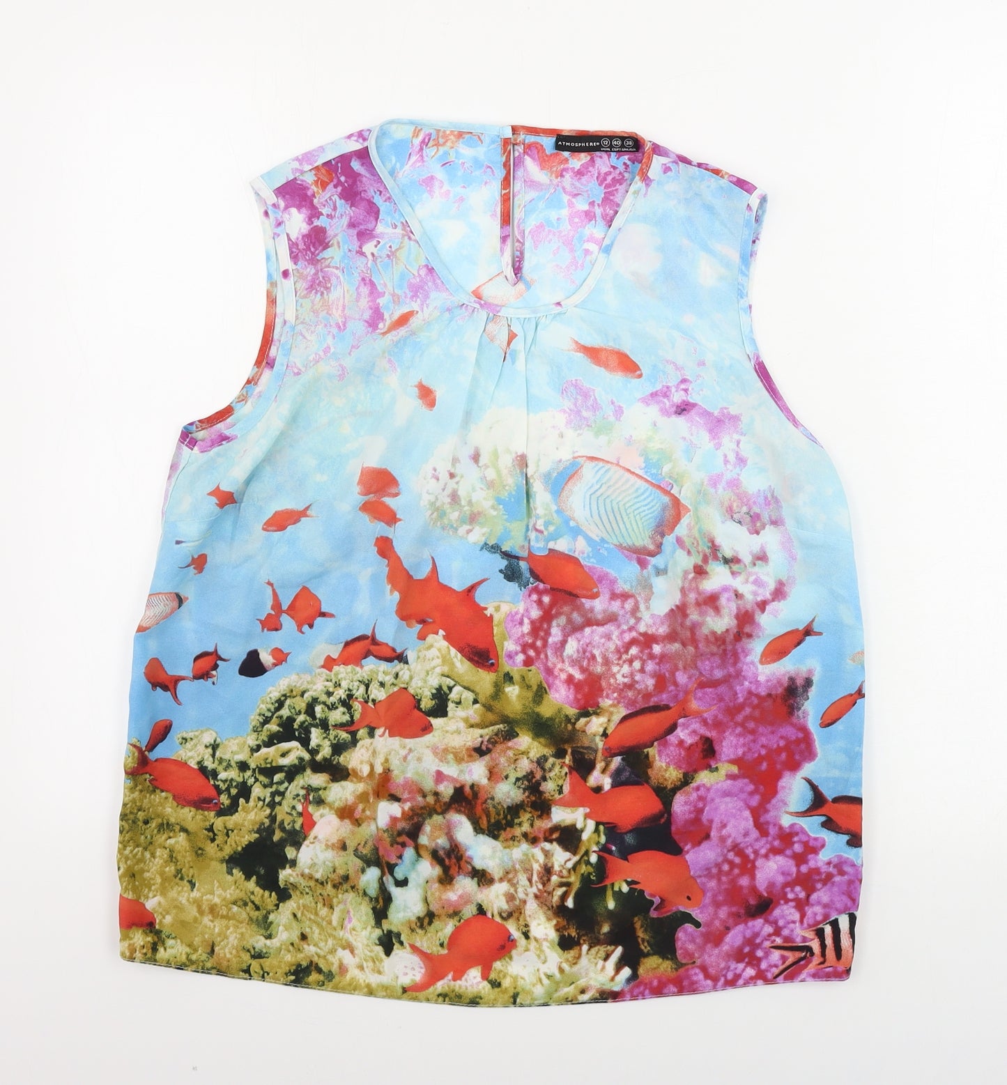 Atmosphere  Womens Blue Animal Print  Basic Tank Size 12