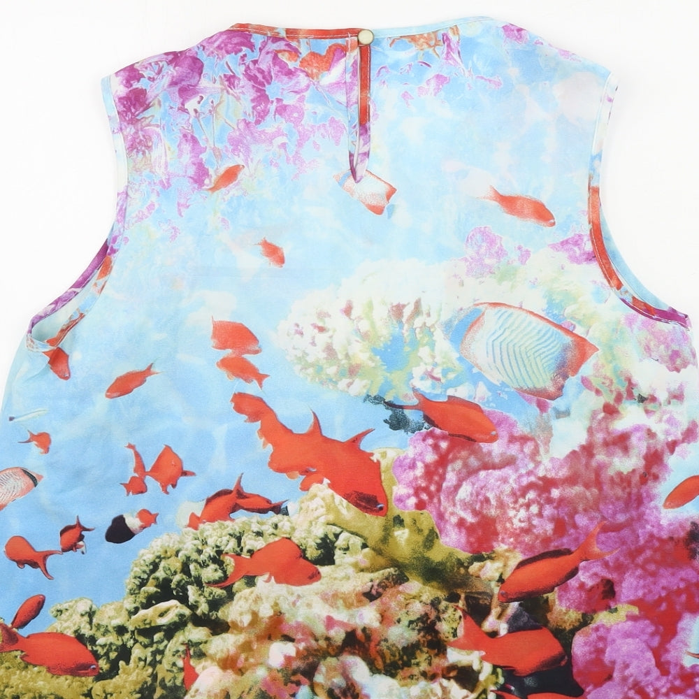 Atmosphere  Womens Blue Animal Print  Basic Tank Size 12
