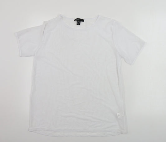 Front view of Atmosphere women’s white basic t-shirt, size UK 12