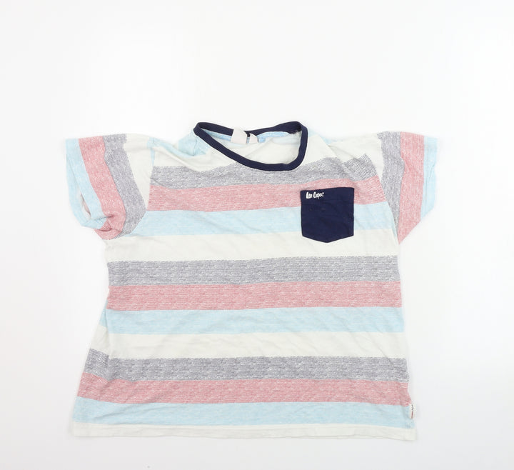 Lee Cooper Girls White Striped Basic T-Shirt Size 13 Years