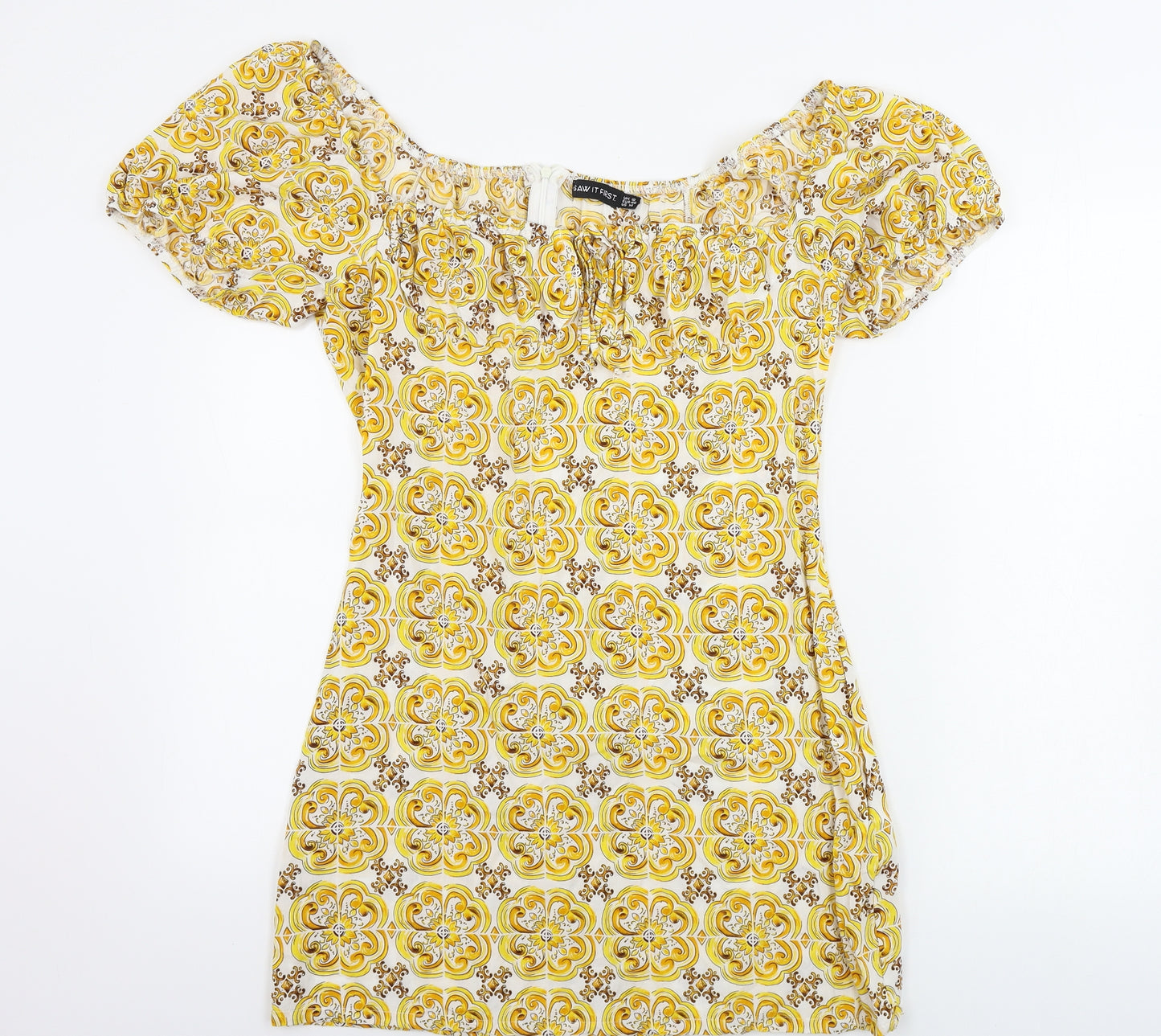 I SAW IT FIRST Womens Yellow Geometric  A-Line  Size 16