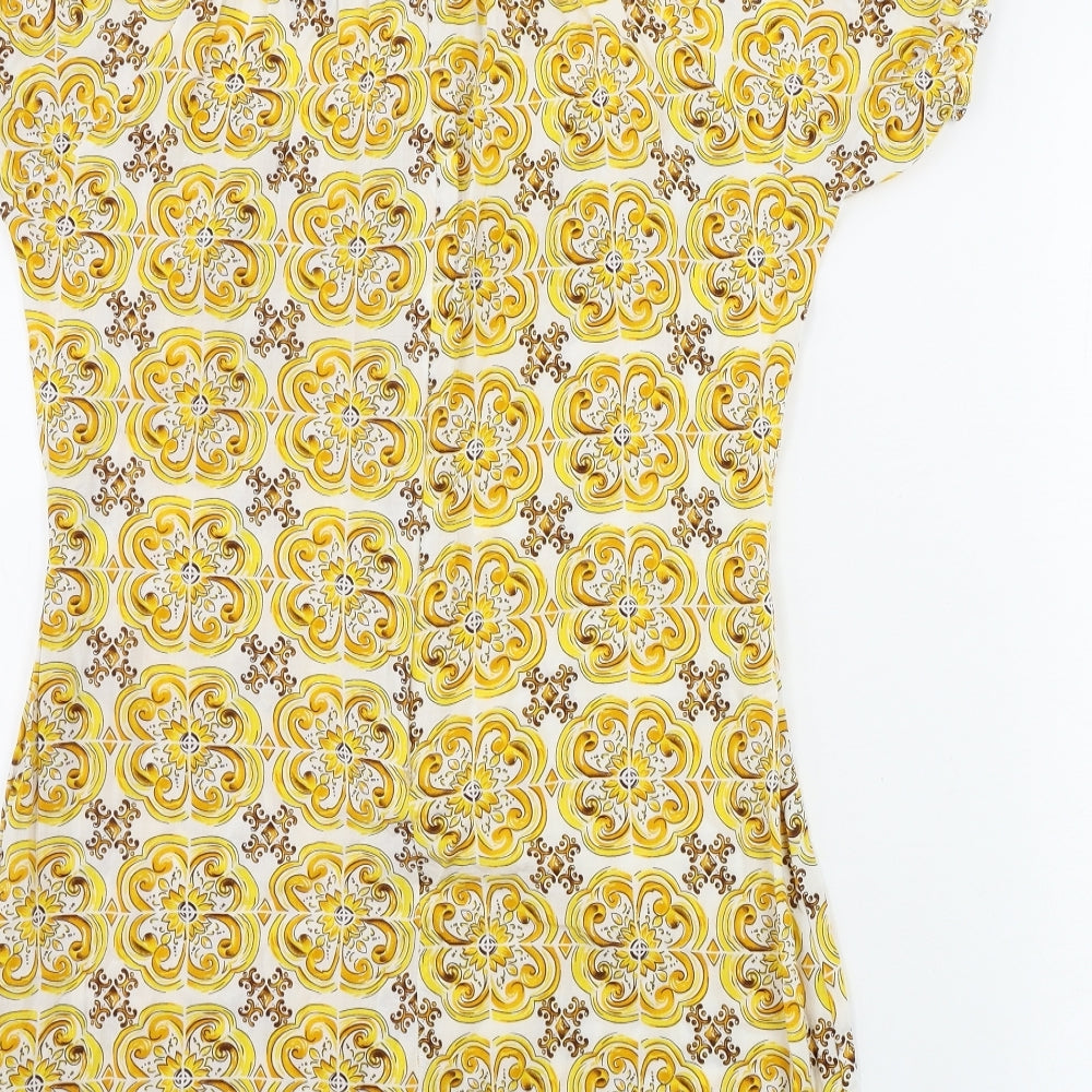 I SAW IT FIRST Womens Yellow Geometric  A-Line  Size 16