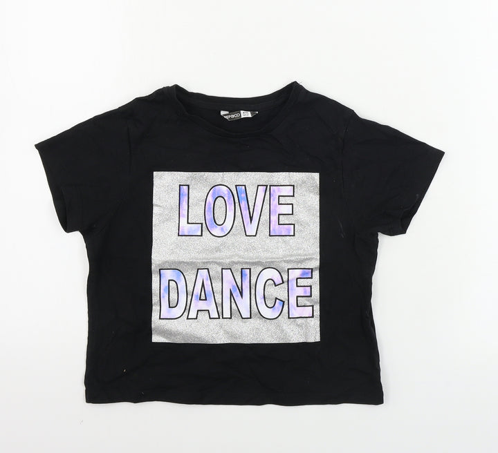 Pep&co Girls Black Basic T-Shirt Size 8-9 Years