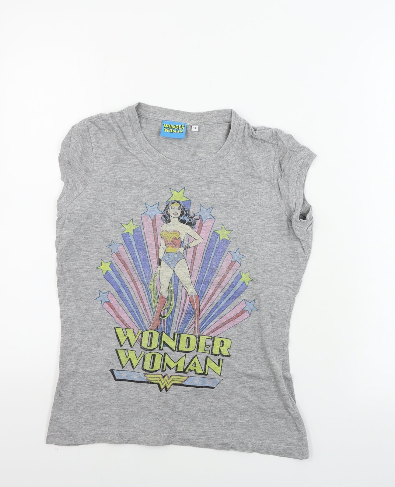 New Look Womens Grey   Basic T-Shirt Size 10  - Wonder Woman