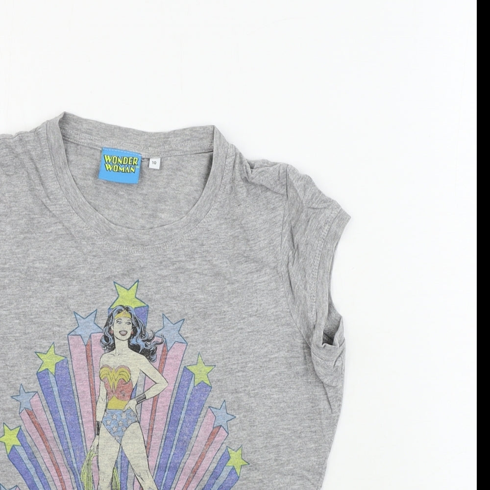 New Look Womens Grey   Basic T-Shirt Size 10  - Wonder Woman