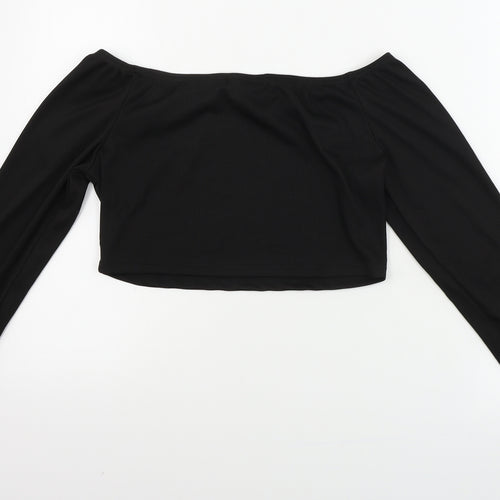 PRETTYLITTLETHING Womens Black Houndstooth  Cropped T-Shirt Size 12