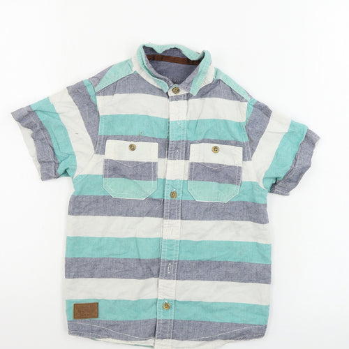 Rebel Boys Green Striped  Basic Button-Up Size 7-8 Years