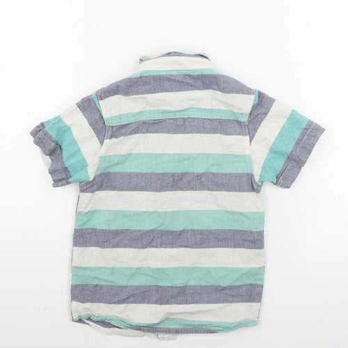Rebel Boys Green Striped  Basic Button-Up Size 7-8 Years
