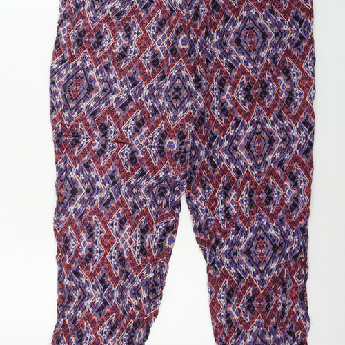 New Look  Womens Purple Geometric  Trousers  Size 12 L24 in