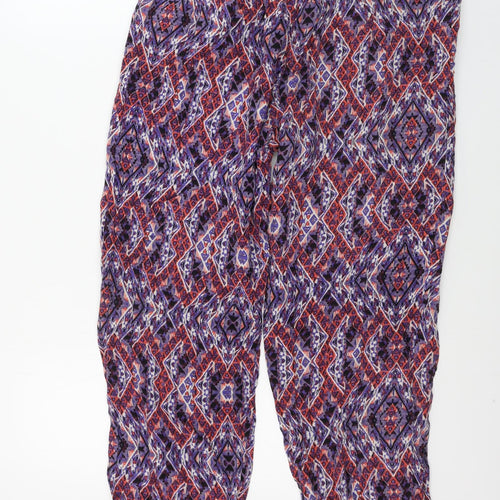 New Look  Womens Purple Geometric  Trousers  Size 12 L24 in