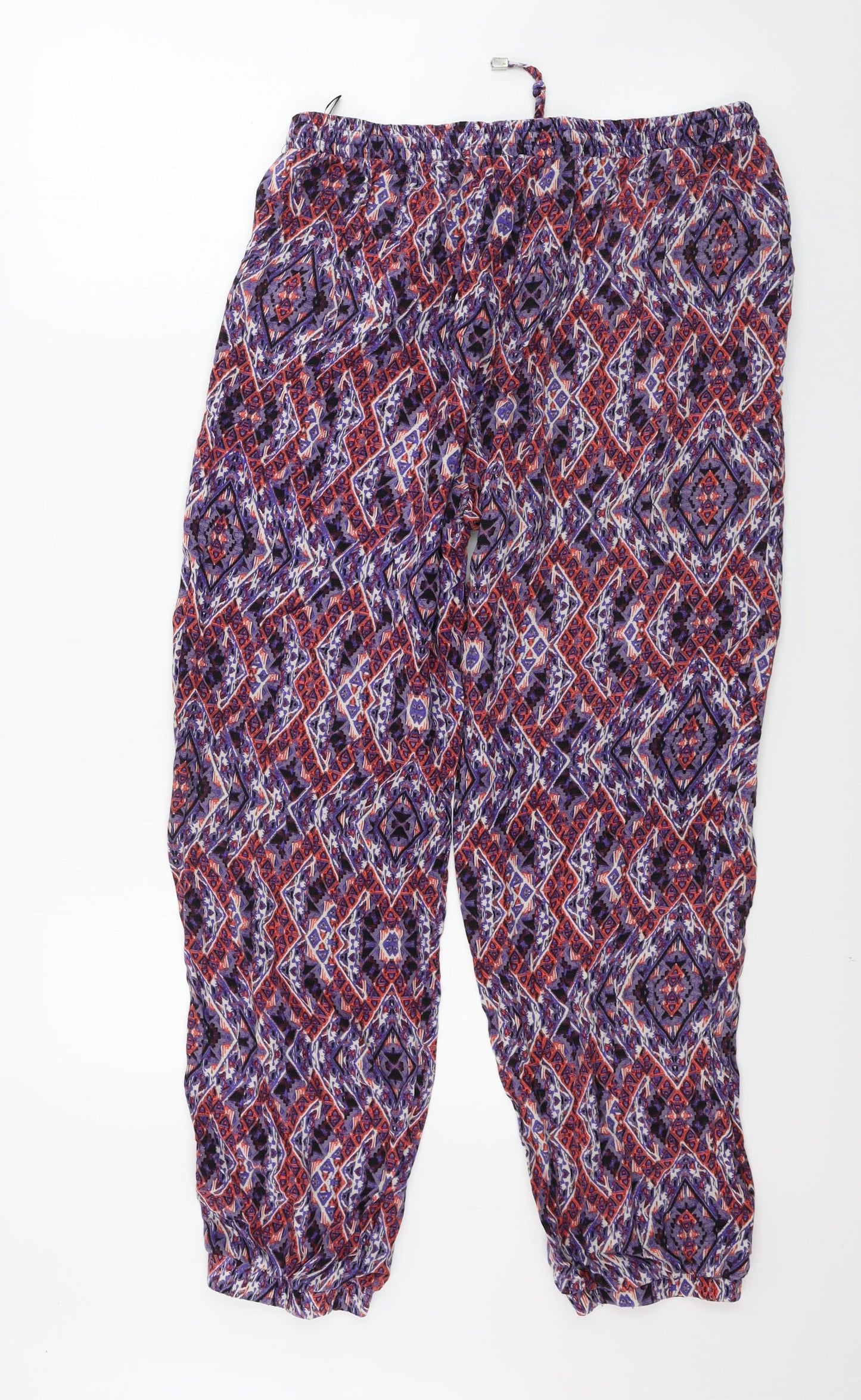 New Look  Womens Purple Geometric  Trousers  Size 12 L24 in