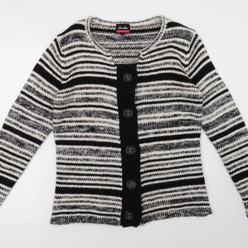 arista Womens Grey Geometric  Cardigan Jumper Size 14