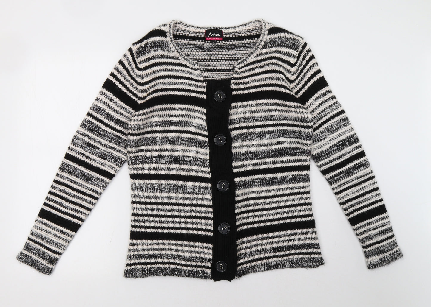 arista Womens Grey Geometric  Cardigan Jumper Size 14