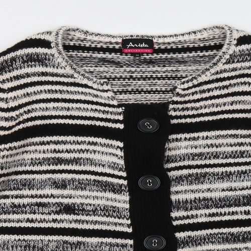 arista Womens Grey Geometric  Cardigan Jumper Size 14