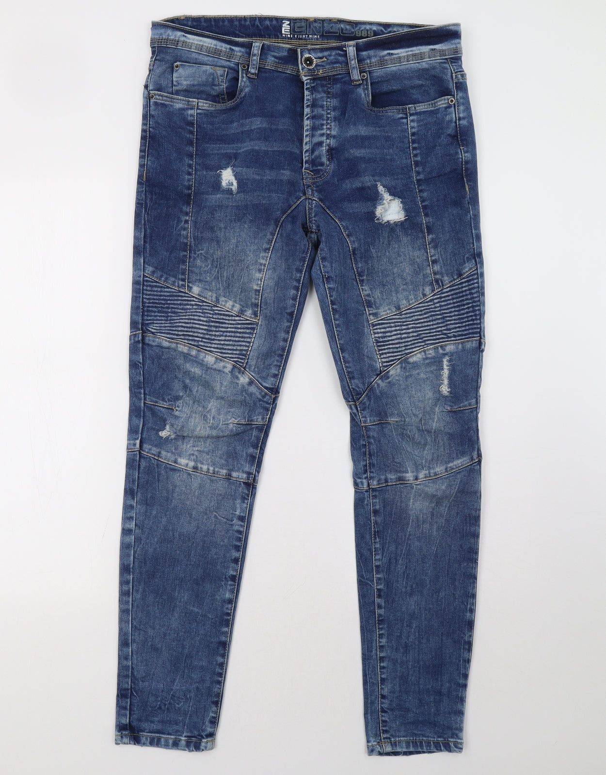 Enzo Mens Blue  Denim Straight Jeans Size 32 L30 in