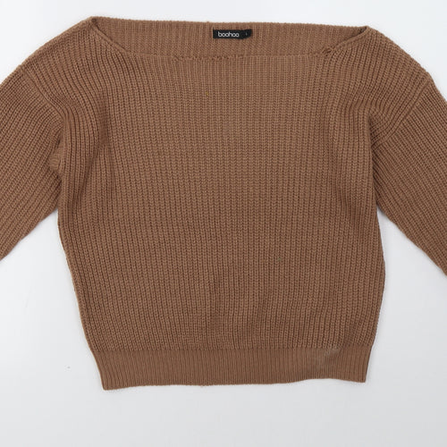 Boohoo Womens Brown   Pullover Sweatshirt Size L