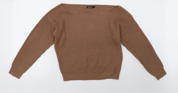 Boohoo Womens Brown Pullover Sweatshirt Size L