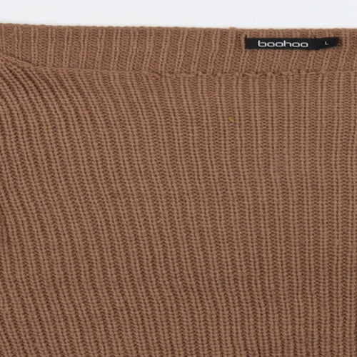 Boohoo Womens Brown   Pullover Sweatshirt Size L