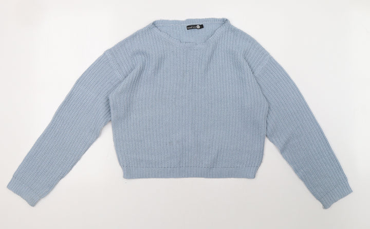 Boohoo Womens Blue Pullover Sweatshirt Size L