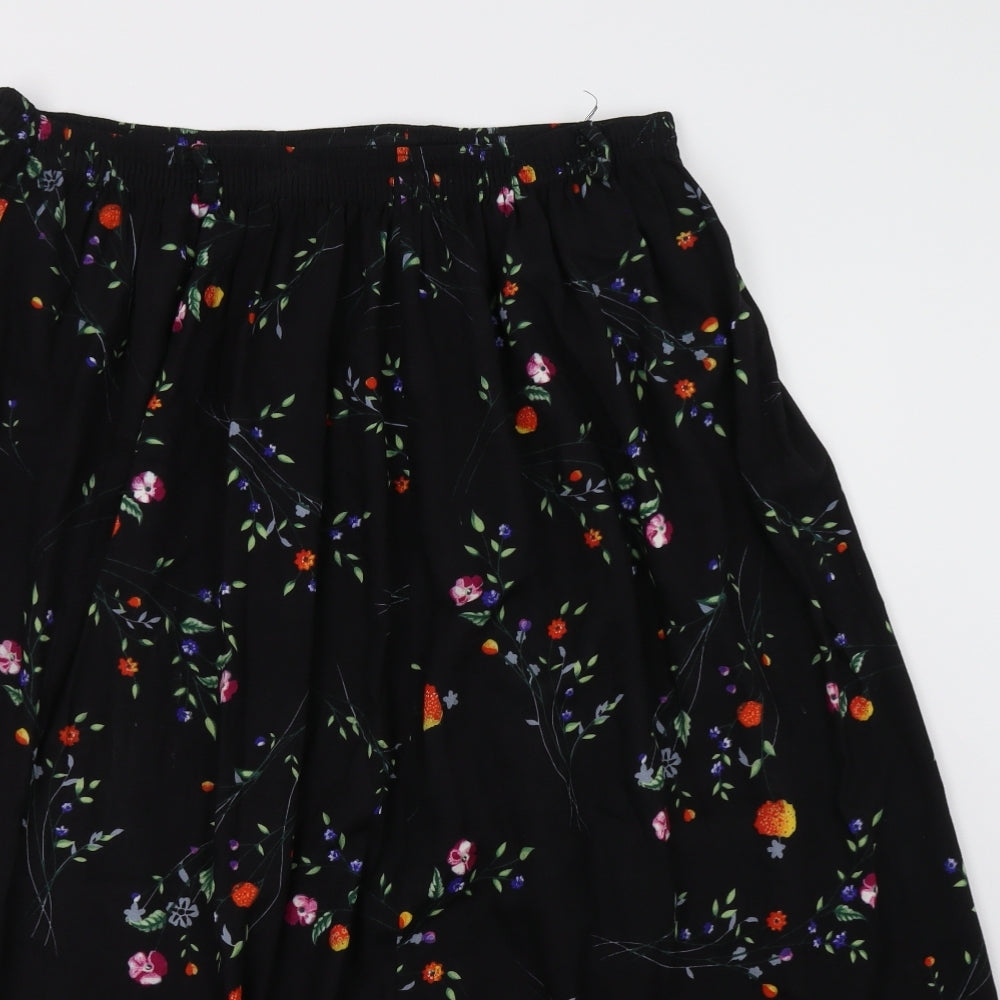 Anna morelle Womens Black Floral  A-Line Skirt Size 18