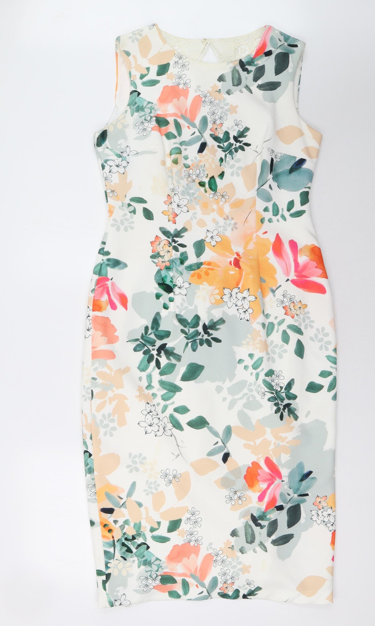 Marks and Spencer Womens Orange Floral  A-Line  Size 12