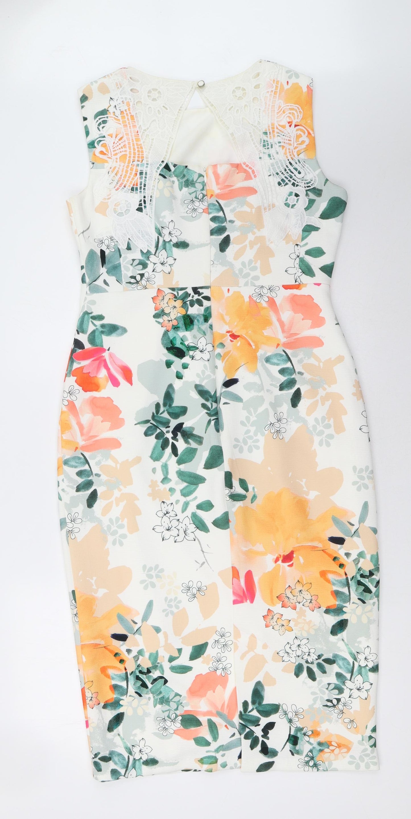 Marks and Spencer Womens Orange Floral  A-Line  Size 12