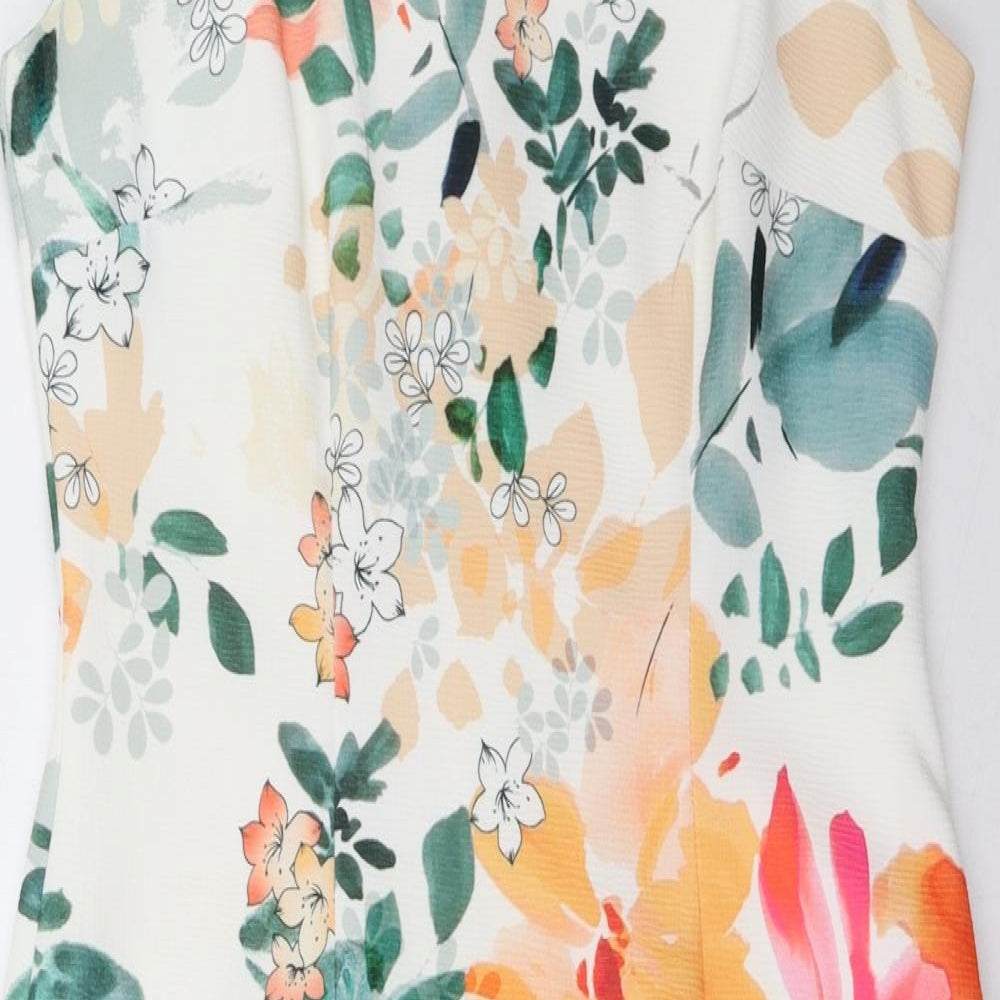 Marks and Spencer Womens Orange Floral  A-Line  Size 12