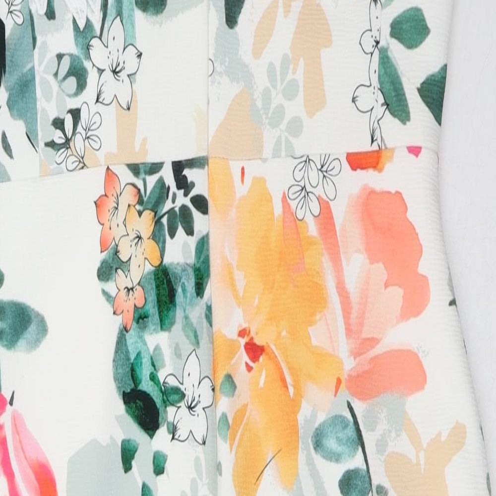Marks and Spencer Womens Orange Floral  A-Line  Size 12