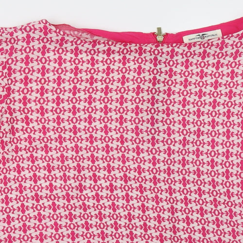 hampton republic Womens Pink Geometric  Basic Blouse Size S