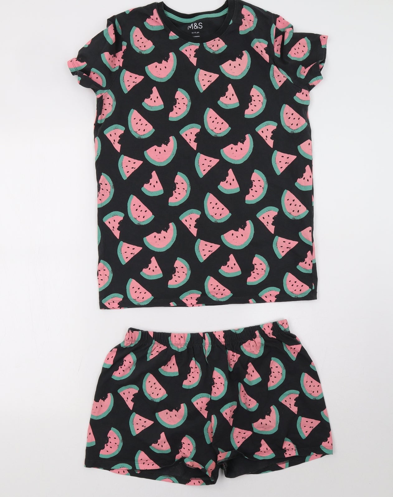 Marks and Spencer Girls Grey Polka Dot   Pyjama Set Size 14-15 Years