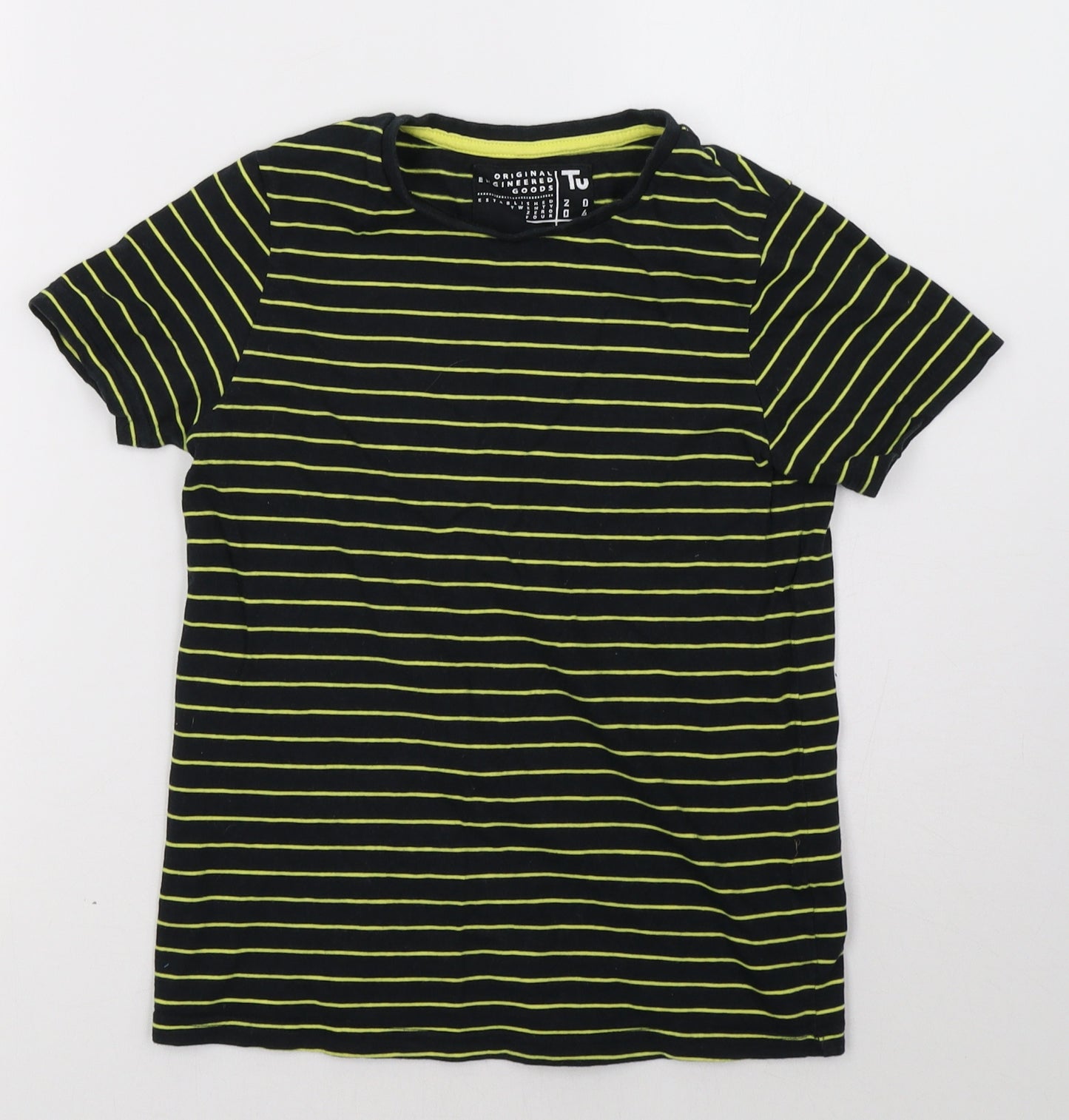 Sainsburys Boys Yellow Striped  Basic T-Shirt Size 10 Years