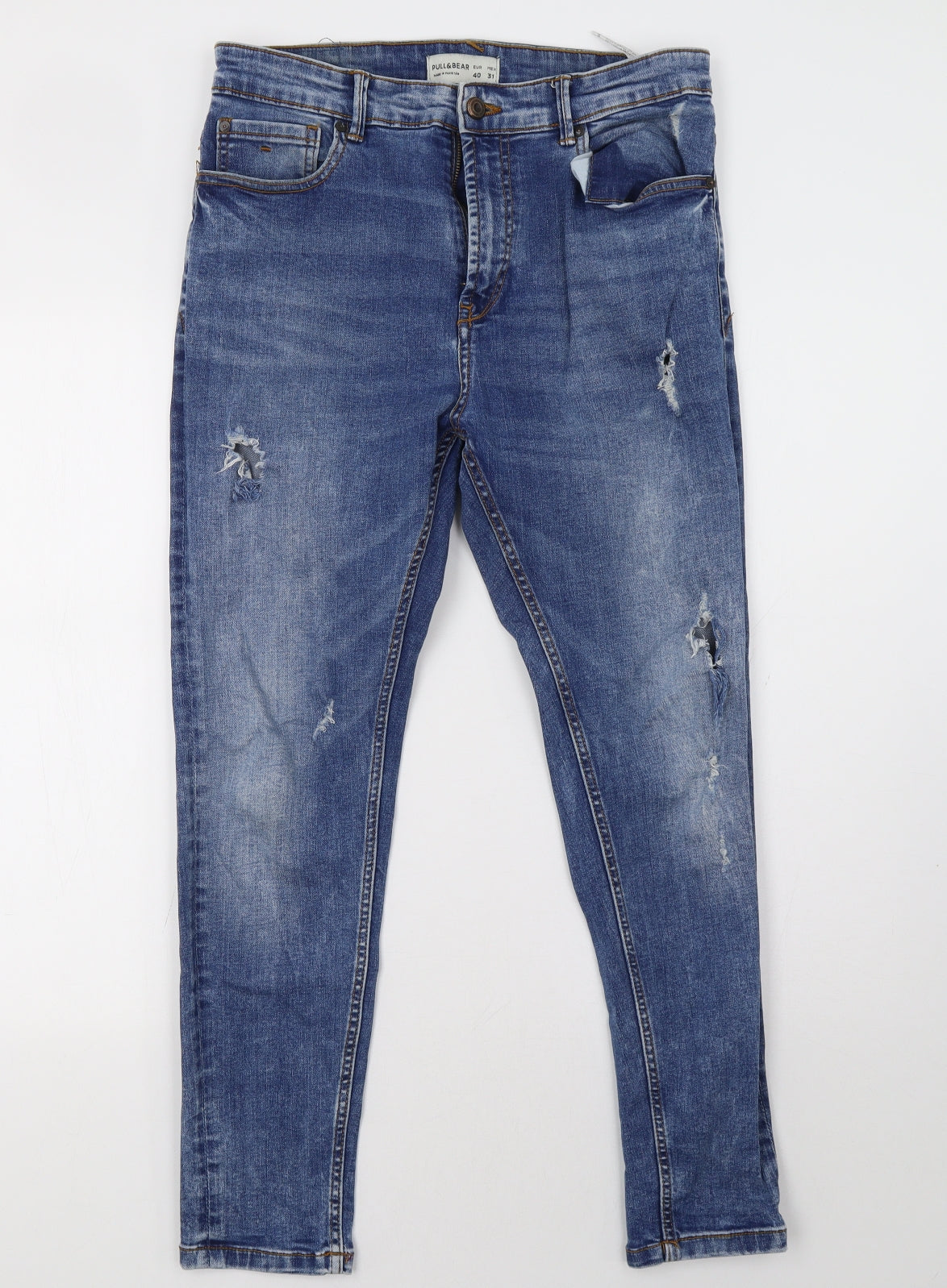 Pull&Bear Womens Blue  Denim Skinny Jeans Size 12 L29 in