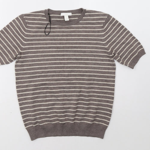 H&M Womens Brown Striped  Pullover Sweatshirt Size S