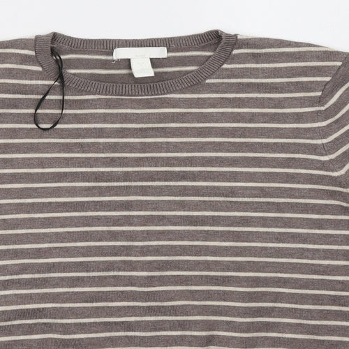 H&M Womens Brown Striped  Pullover Sweatshirt Size S