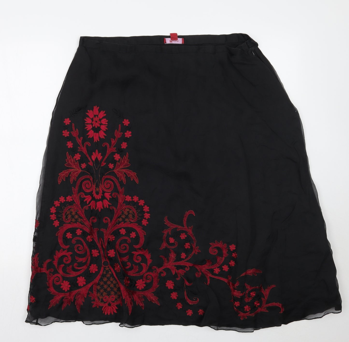 Monsoon Womens Black Floral  A-Line Skirt Size 18