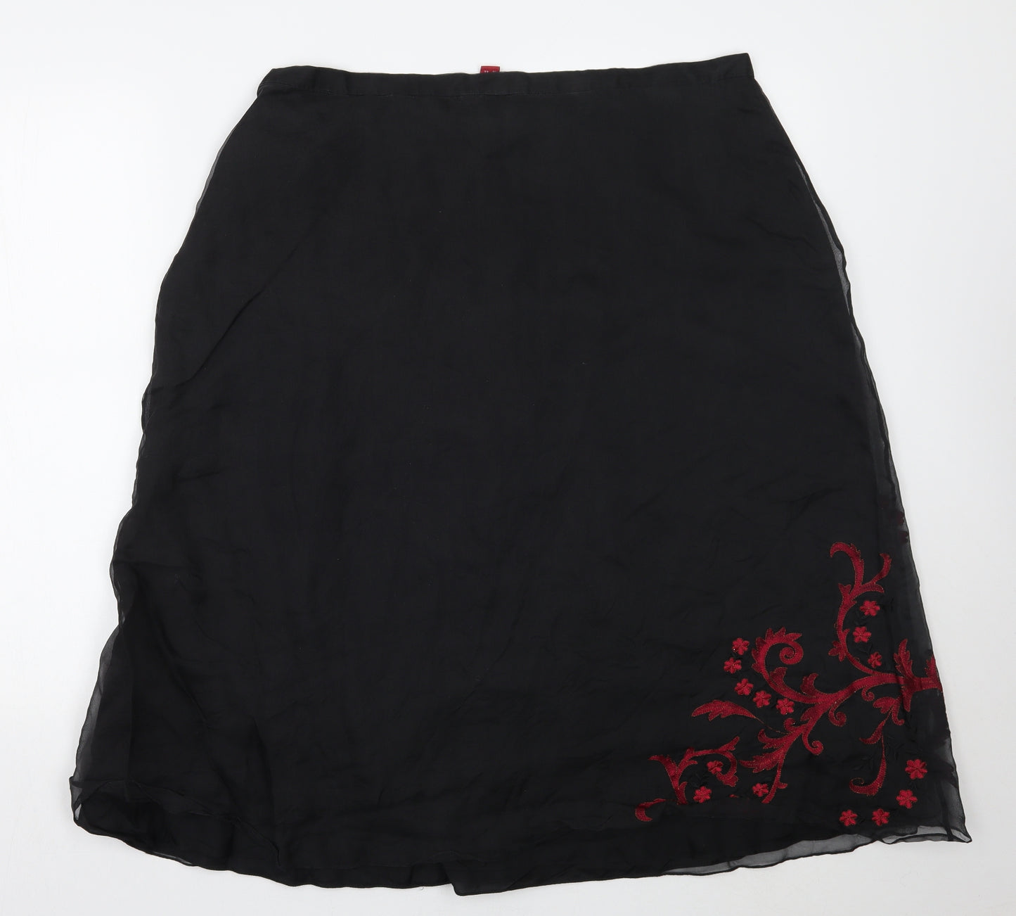 Monsoon Womens Black Floral  A-Line Skirt Size 18