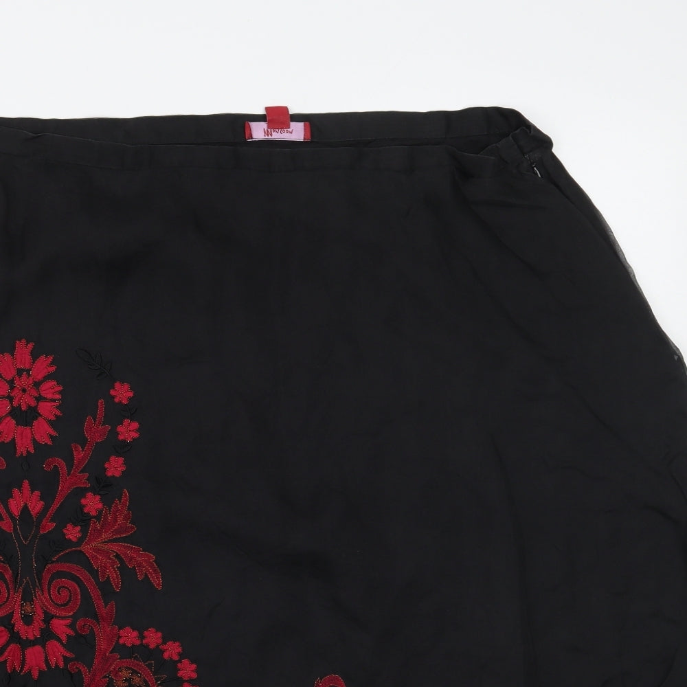 Monsoon Womens Black Floral  A-Line Skirt Size 18