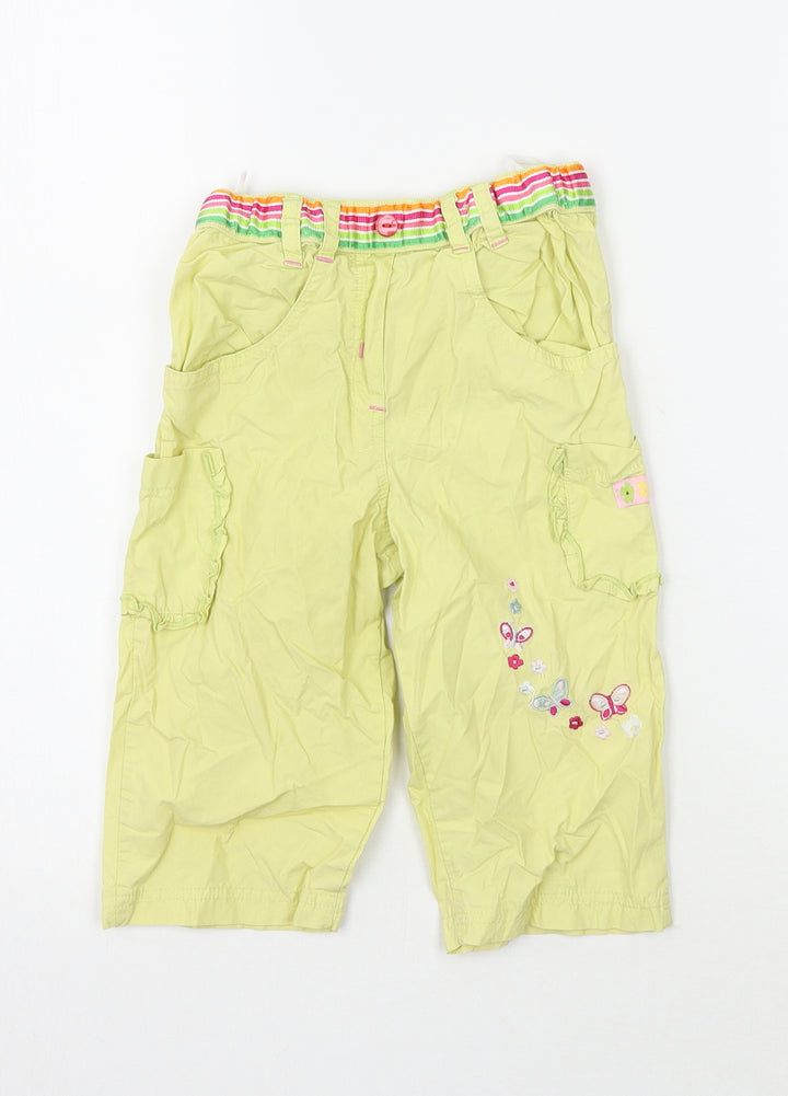 In style Girls Green Floral Cargo Trousers Size 12-18 Months