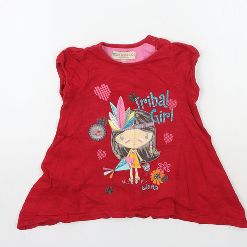 Marks and Spencer Girls Red   Basic T-Shirt Size 12 Months