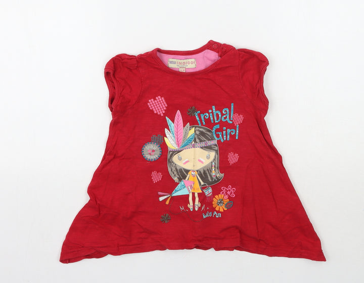 Marks and Spencer Girls Red   Basic T-Shirt Size 12 Months